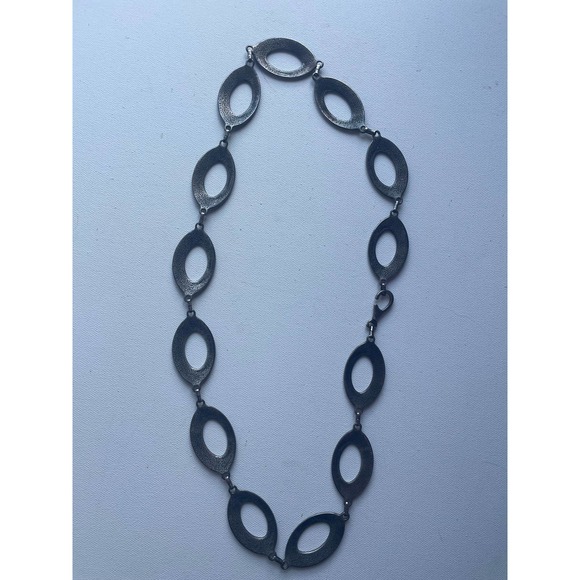Y2K Silver Tone Pewter Look Open Oval Belt - Missing Chain - Picture 7 of 7